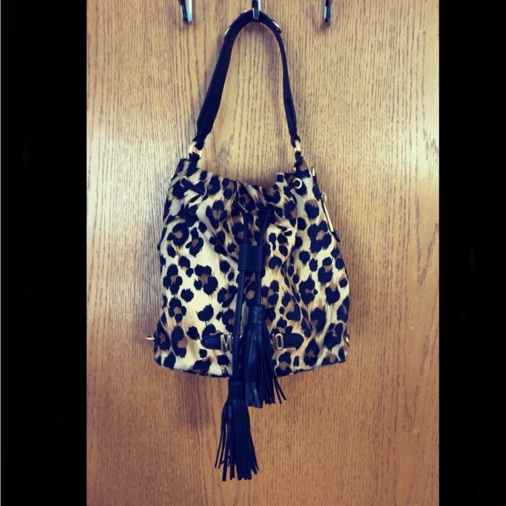 Moschino Leopard Print Bucket/Crossbody Bag